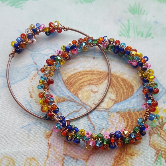 Lunatickle Cycles Jewelry - 🌙Set Czech Glass Beaded Bangle Handmade